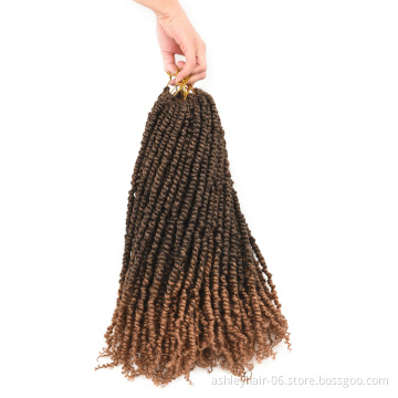 Wholesale cheap 18" pre  passion twist kenya crochet braiding kinky extension water wave hair pre twisted passion twist